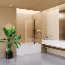 43 in. W * 58 in. H Frameless Folding Shower Doors for Bathtub, 1/4" (6mm) Thick SGCC Tempered Glass Door, Bathroom Pivot Tub Glass Door, Matte B