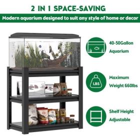 40-50 Gallon Fish Tank Stand - Metal Aquarium Stand, 31.5 "L x 18 "W x 34"H Adjustable Heavy Duty Reptile Tank Stand