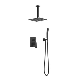 Matte Black Shower Set System Bathroom Luxury Rain Shower Combination Set Ceiling Mounted Showerhead Showerhead Faucet (Option: Matte Black)