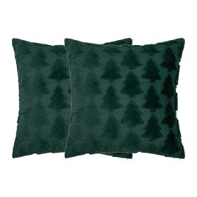 2pcs Xmas Tree Throw Pillow Covers Dark Green Decorative Soft Pillowcases for Couch Sofa Bed Kids Room 17.72x17.72in (Option: as picture)