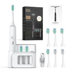 Aquasonic Black Series Ultra Whitening Toothbrush    ADA  Approved Electric Toothbrush   8 Brush Heads And Travel Case, 40,000 VPM Electric Motor (Color: White)